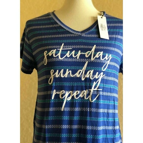 Natural Reflections Blue Stripe Saturday Sunday Re - Picture 1 of 10